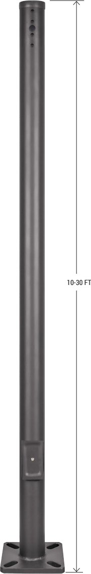 WSD Straight Round Steel Pole — 10ft to 30ft